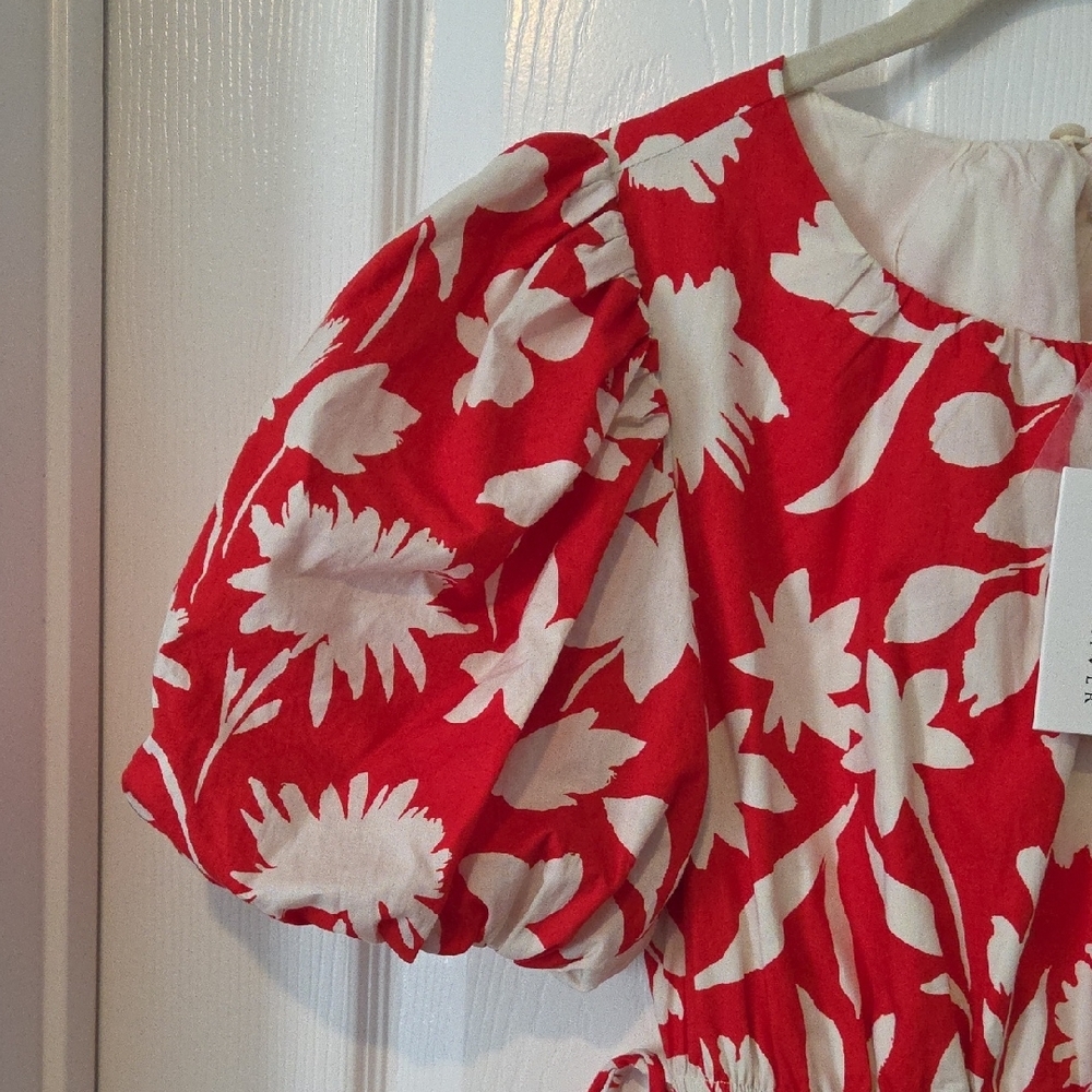 Moon River Vibrant Red and Cream Dress - Picture 5 of 6